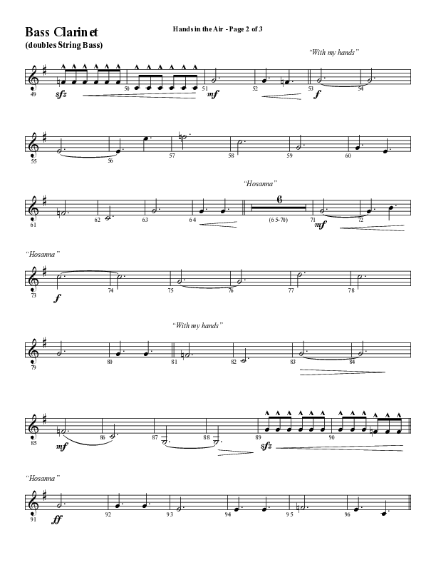 Hands In The Air (Choral Anthem SATB) Bass Clarinet (Word Music Choral / Arr. Cliff Duren)