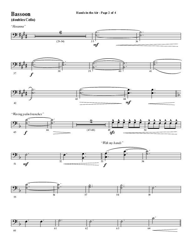 Hands In The Air (Choral Anthem SATB) Bassoon (Word Music Choral / Arr. Cliff Duren)