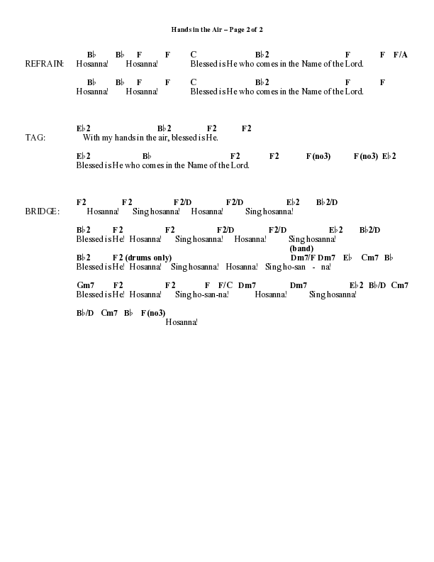 Hands In The Air (Choral Anthem SATB) Chord Chart (Word Music Choral / Arr. Cliff Duren)