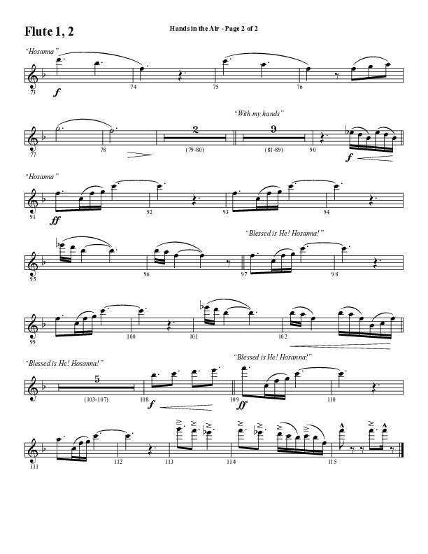 Hands In The Air (Choral Anthem SATB) Flute 1/2 (Word Music Choral / Arr. Cliff Duren)