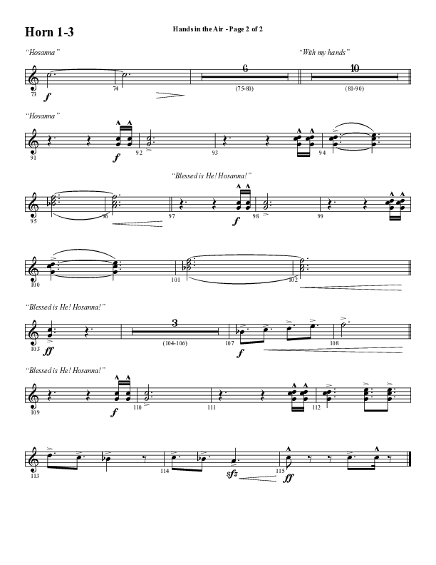 Hands In The Air (Choral Anthem SATB) French Horn (Word Music Choral / Arr. Cliff Duren)