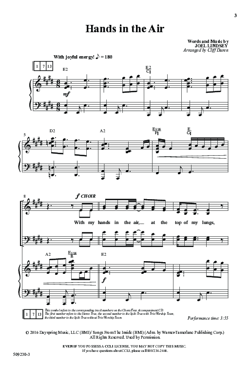 Hands In The Air (Choral Anthem SATB) Anthem (SATB/Piano) (Word Music Choral / Arr. Cliff Duren)