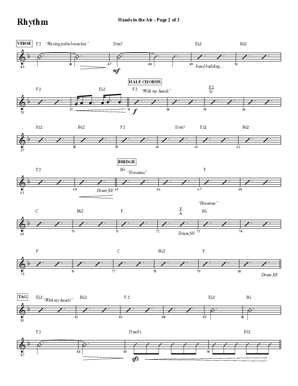 Hands In The Air (Choral Anthem SATB) Rhythm Chart (Word Music Choral / Arr. Cliff Duren)
