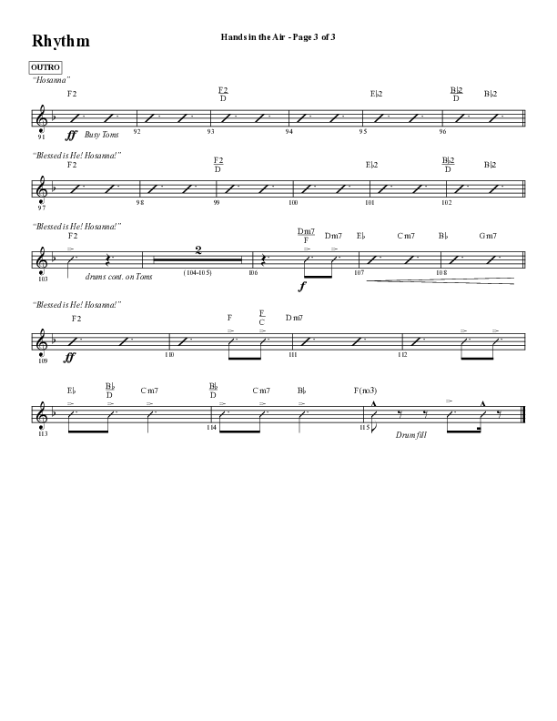 Hands In The Air (Choral Anthem SATB) Rhythm Chart (Word Music Choral / Arr. Cliff Duren)