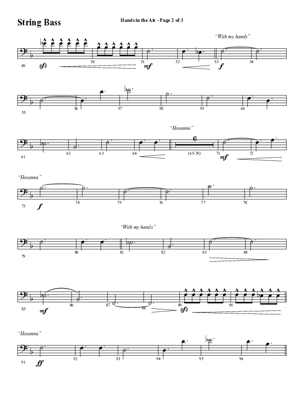 Hands In The Air (Choral Anthem SATB) String Bass (Word Music Choral / Arr. Cliff Duren)
