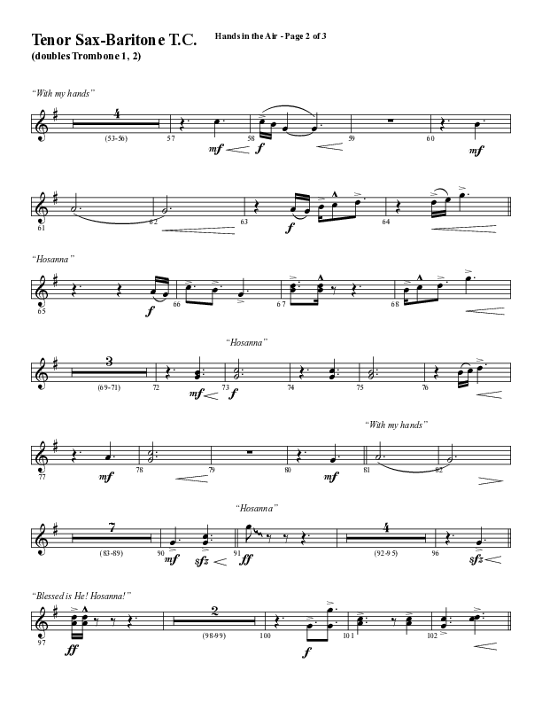Hands In The Air (Choral Anthem SATB) Tenor Sax/Baritone T.C. (Word Music Choral / Arr. Cliff Duren)