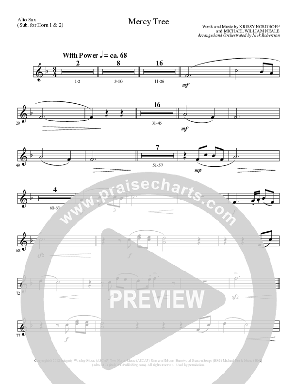 Mercy Tree (Choral Anthem SATB) Alto Sax (Lillenas Choral / Arr. Nick Robertson)