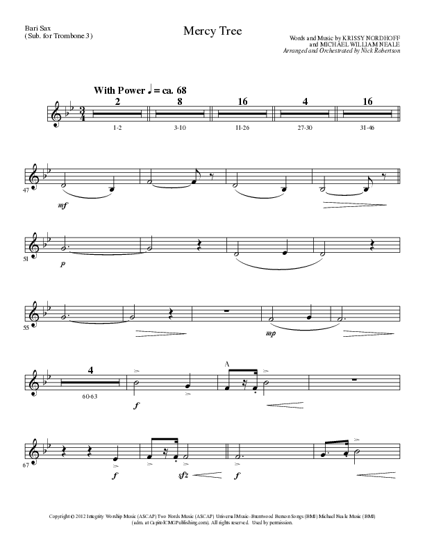 Mercy Tree (Choral Anthem SATB) Bari Sax (Lillenas Choral / Arr. Nick Robertson)