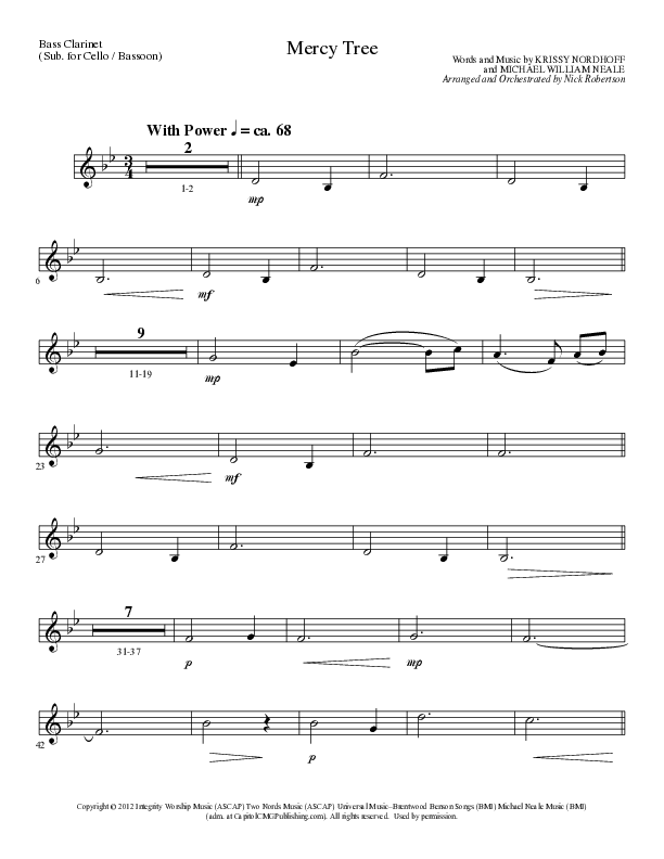 Mercy Tree (Choral Anthem SATB) Bass Clarinet (Lillenas Choral / Arr. Nick Robertson)