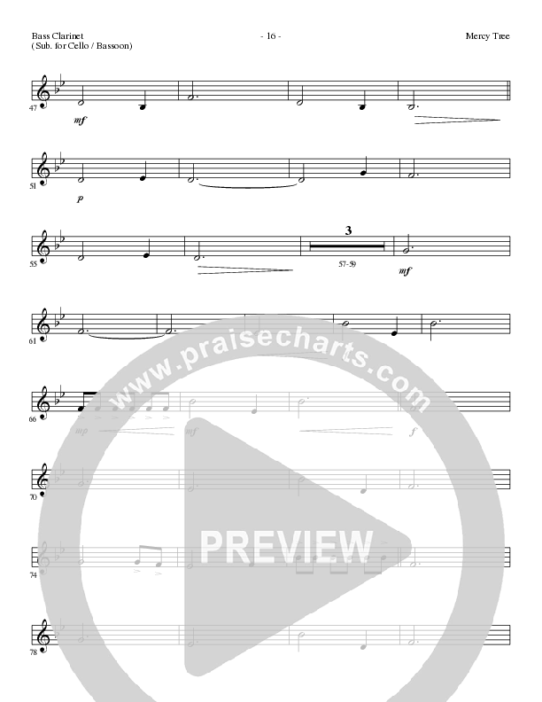 Mercy Tree (Choral Anthem SATB) Bass Clarinet (Lillenas Choral / Arr. Nick Robertson)