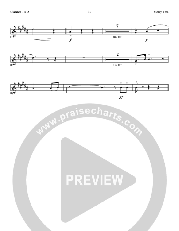Mercy Tree (Choral Anthem SATB) Clarinet 1/2 (Lillenas Choral / Arr. Nick Robertson)