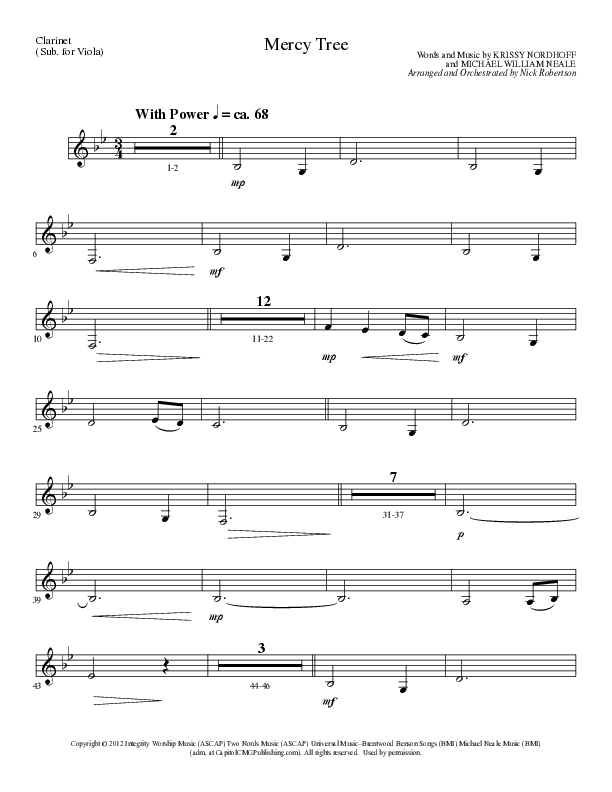 Mercy Tree (Choral Anthem SATB) Clarinet (Lillenas Choral / Arr. Nick Robertson)