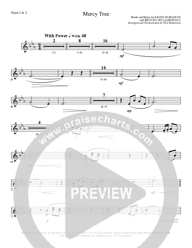 Mercy Tree (Choral Anthem SATB) French Horn (Lillenas Choral / Arr. Nick Robertson)