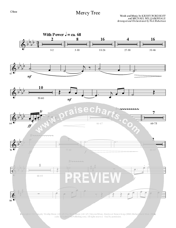 Mercy Tree (Choral Anthem SATB) Oboe (Lillenas Choral / Arr. Nick Robertson)