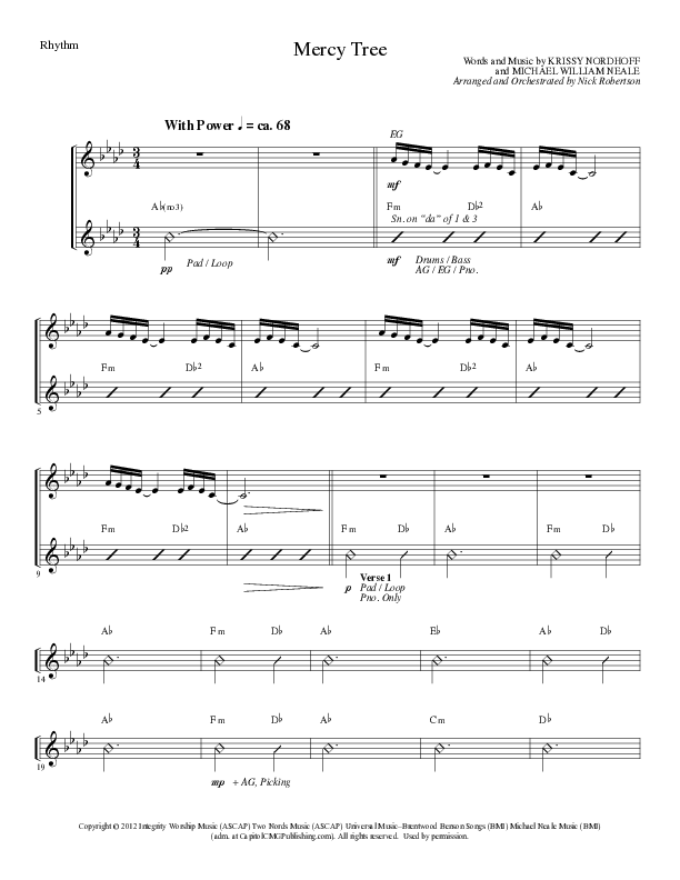 Mercy Tree (Choral Anthem SATB) Rhythm Chart (Lillenas Choral / Arr. Nick Robertson)