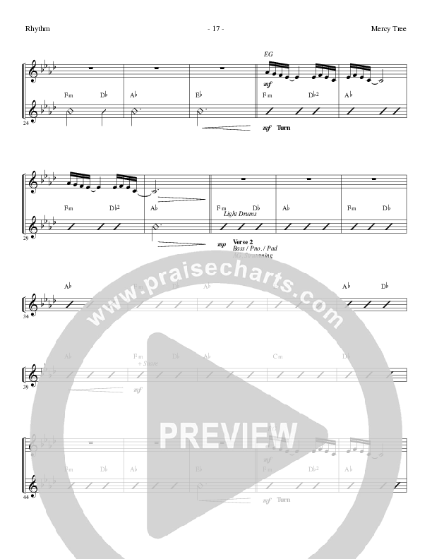 Mercy Tree (Choral Anthem SATB) Rhythm Chart (Lillenas Choral / Arr. Nick Robertson)