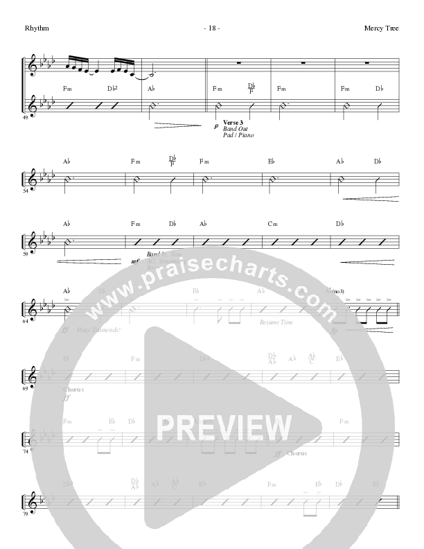 Mercy Tree (Choral Anthem SATB) Rhythm Chart (Lillenas Choral / Arr. Nick Robertson)