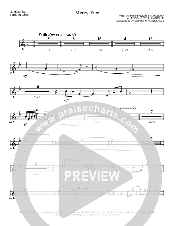 Mercy Tree (Choral Anthem SATB) Soprano Sax (Lillenas Choral / Arr. Nick Robertson)