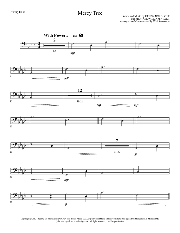 Mercy Tree (Choral Anthem SATB) String Bass (Lillenas Choral / Arr. Nick Robertson)