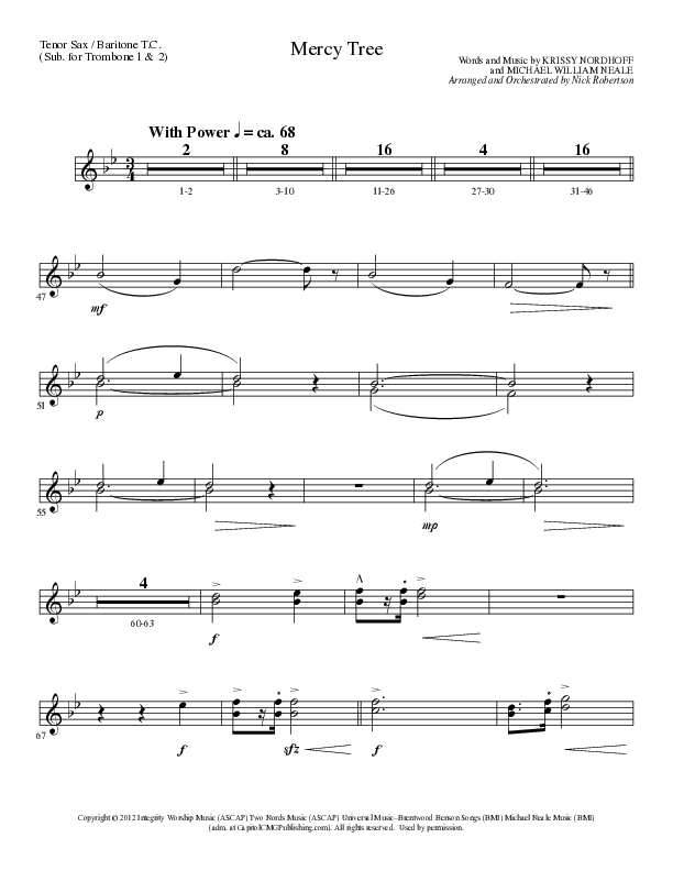 Mercy Tree (Choral Anthem SATB) Tenor Sax/Baritone T.C. (Lillenas Choral / Arr. Nick Robertson)