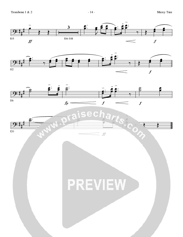 Mercy Tree (Choral Anthem SATB) Trombone 1/2 (Lillenas Choral / Arr. Nick Robertson)