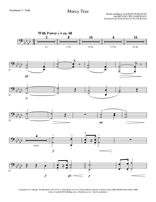Mercy Tree (Choral Anthem SATB) Trombone 3/Tuba (Lillenas Choral / Arr. Nick Robertson)