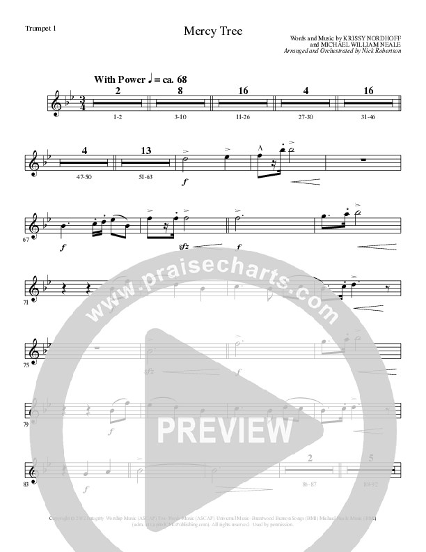 Mercy Tree (Choral Anthem SATB) Trumpet 1 (Lillenas Choral / Arr. Nick Robertson)