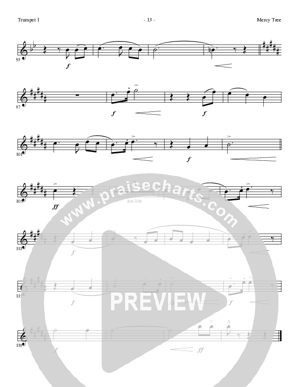 Mercy Tree (Choral Anthem SATB) Trumpet 1 (Lillenas Choral / Arr. Nick Robertson)