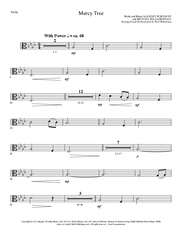 Mercy Tree (Choral Anthem SATB) Viola (Lillenas Choral / Arr. Nick Robertson)