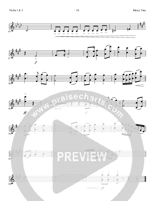 Mercy Tree (Choral Anthem SATB) Violin 1/2 (Lillenas Choral / Arr. Nick Robertson)