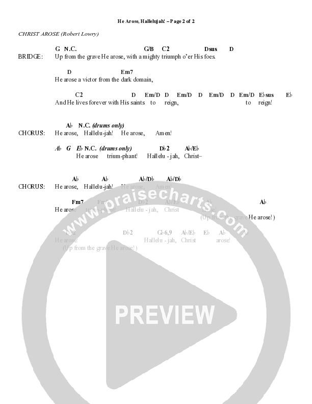 He Arose Hallelujah (Choral Anthem SATB) Chord Chart (Word Music Choral / Arr. Daniel Semsen)