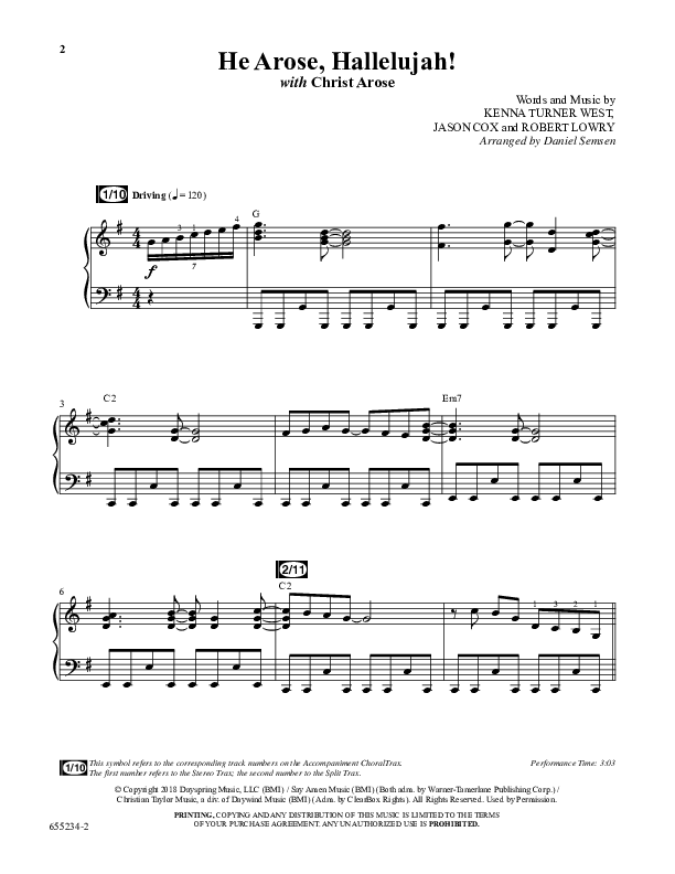 He Arose Hallelujah (Choral Anthem SATB) Anthem (SATB/Piano) (Word Music Choral / Arr. Daniel Semsen)