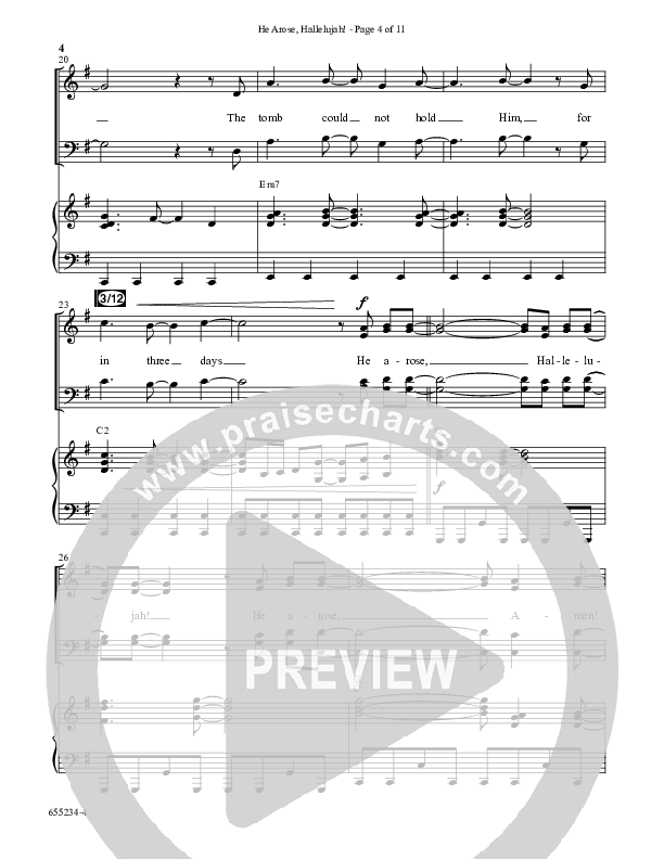 He Arose Hallelujah (Choral Anthem SATB) Anthem (SATB/Piano) (Word Music Choral / Arr. Daniel Semsen)