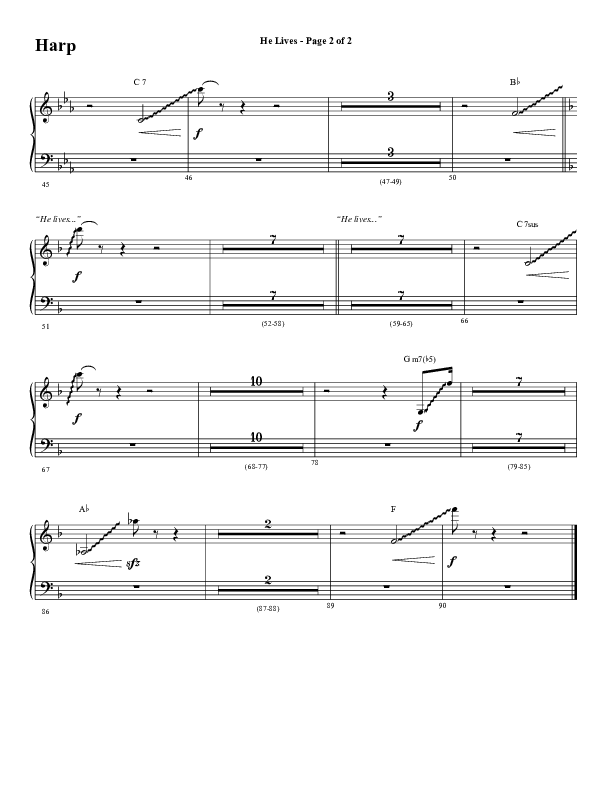 He Lives (Choral Anthem SATB) Harp (Word Music Choral / Arr. David Wise / Orch. David Shipps)