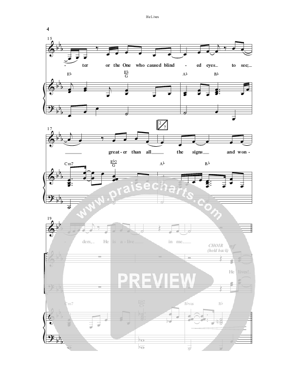 He Lives (Choral Anthem SATB) Anthem (SATB/Piano) (Word Music Choral / Arr. David Wise / Orch. David Shipps)