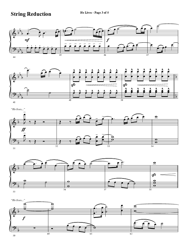 He Lives (Choral Anthem SATB) String Reduction (Word Music Choral / Arr. David Wise / Orch. David Shipps)
