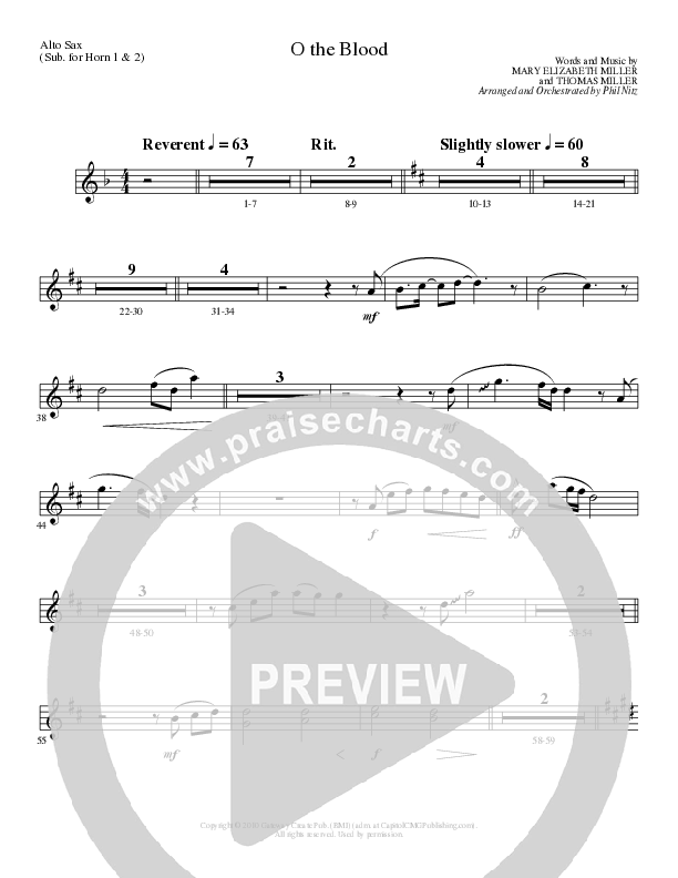 O The Blood (Choral Anthem SATB) Alto Sax (Lillenas Choral / Arr. Phil Nitz)