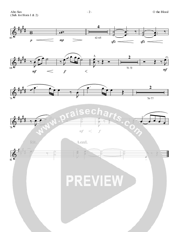 O The Blood (Choral Anthem SATB) Alto Sax (Lillenas Choral / Arr. Phil Nitz)
