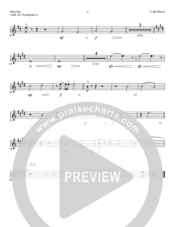 O The Blood (Choral Anthem SATB) Bari Sax (Lillenas Choral / Arr. Phil Nitz)