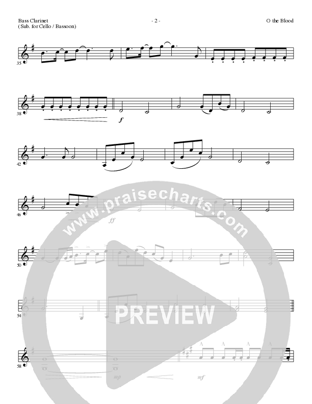 O The Blood (Choral Anthem SATB) Bass Clarinet (Lillenas Choral / Arr. Phil Nitz)
