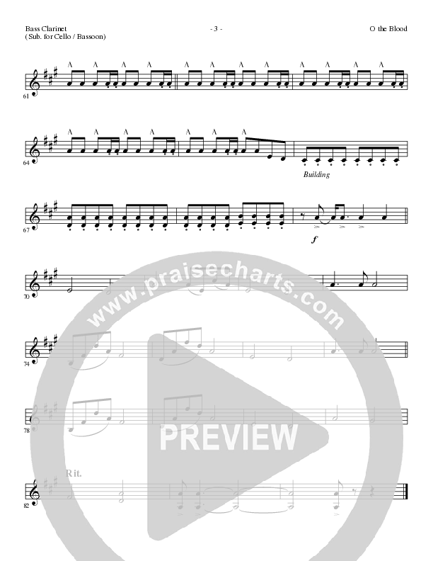 O The Blood (Choral Anthem SATB) Bass Clarinet (Lillenas Choral / Arr. Phil Nitz)