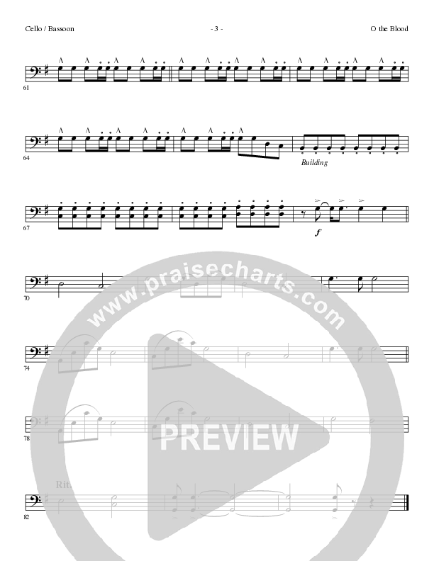 O The Blood (Choral Anthem SATB) Cello (Lillenas Choral / Arr. Phil Nitz)
