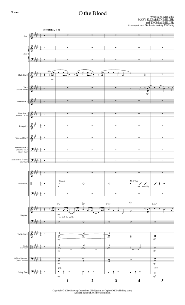 O The Blood (Choral Anthem SATB) Orchestration (Lillenas Choral / Arr. Phil Nitz)