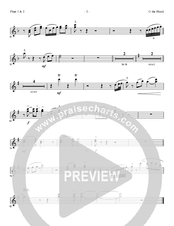 O The Blood (Choral Anthem SATB) Flute 1/2 (Lillenas Choral / Arr. Phil Nitz)