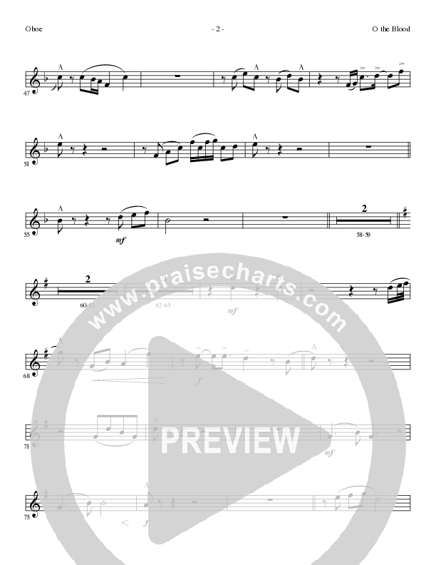 O The Blood (Choral Anthem SATB) Oboe (Lillenas Choral / Arr. Phil Nitz)