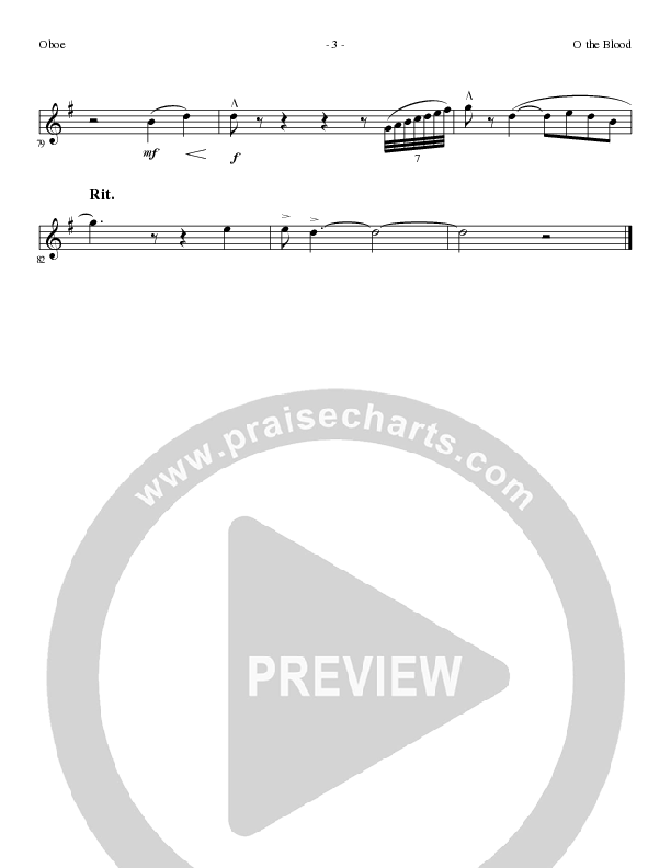 O The Blood (Choral Anthem SATB) Oboe (Lillenas Choral / Arr. Phil Nitz)