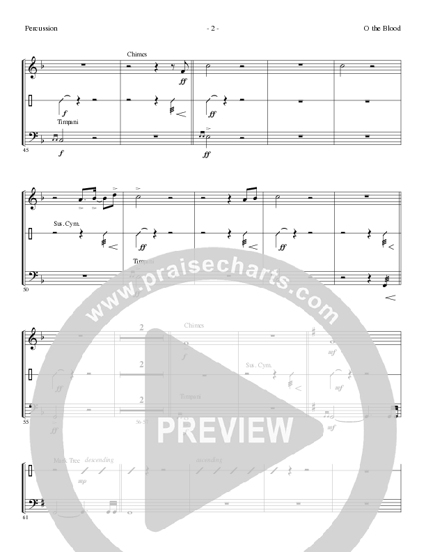 O The Blood (Choral Anthem SATB) Percussion (Lillenas Choral / Arr. Phil Nitz)