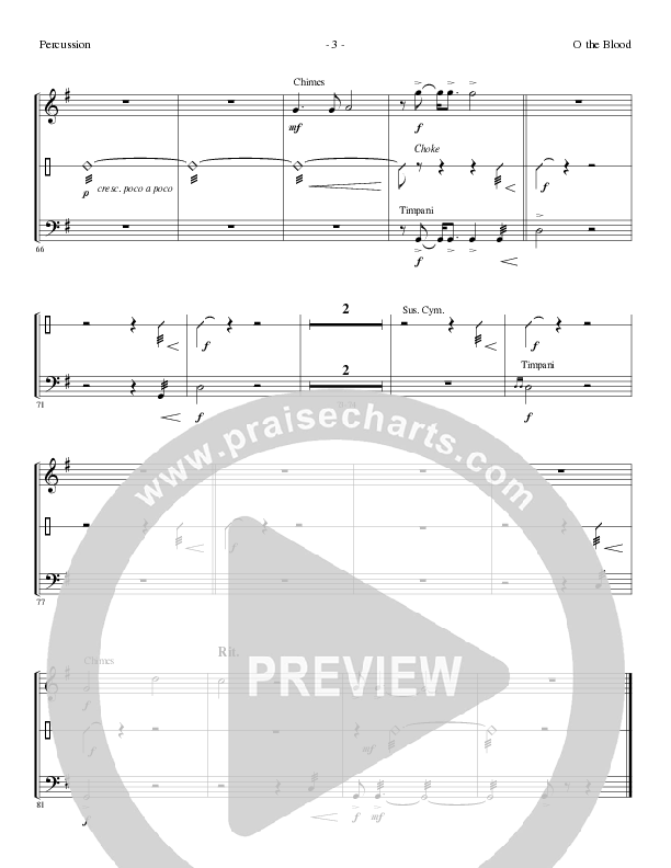 O The Blood (Choral Anthem SATB) Percussion (Lillenas Choral / Arr. Phil Nitz)