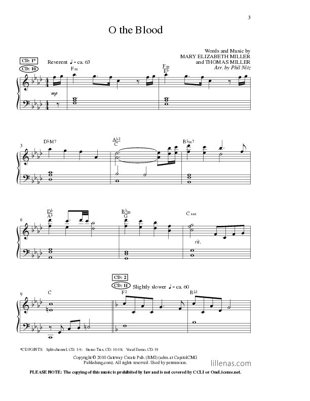 O The Blood (Choral Anthem SATB) Anthem (SATB/Piano) (Lillenas Choral / Arr. Phil Nitz)