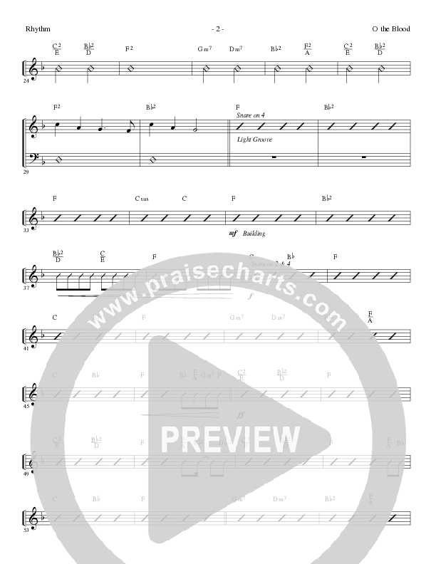 O The Blood (Choral Anthem SATB) Rhythm Chart (Lillenas Choral / Arr. Phil Nitz)